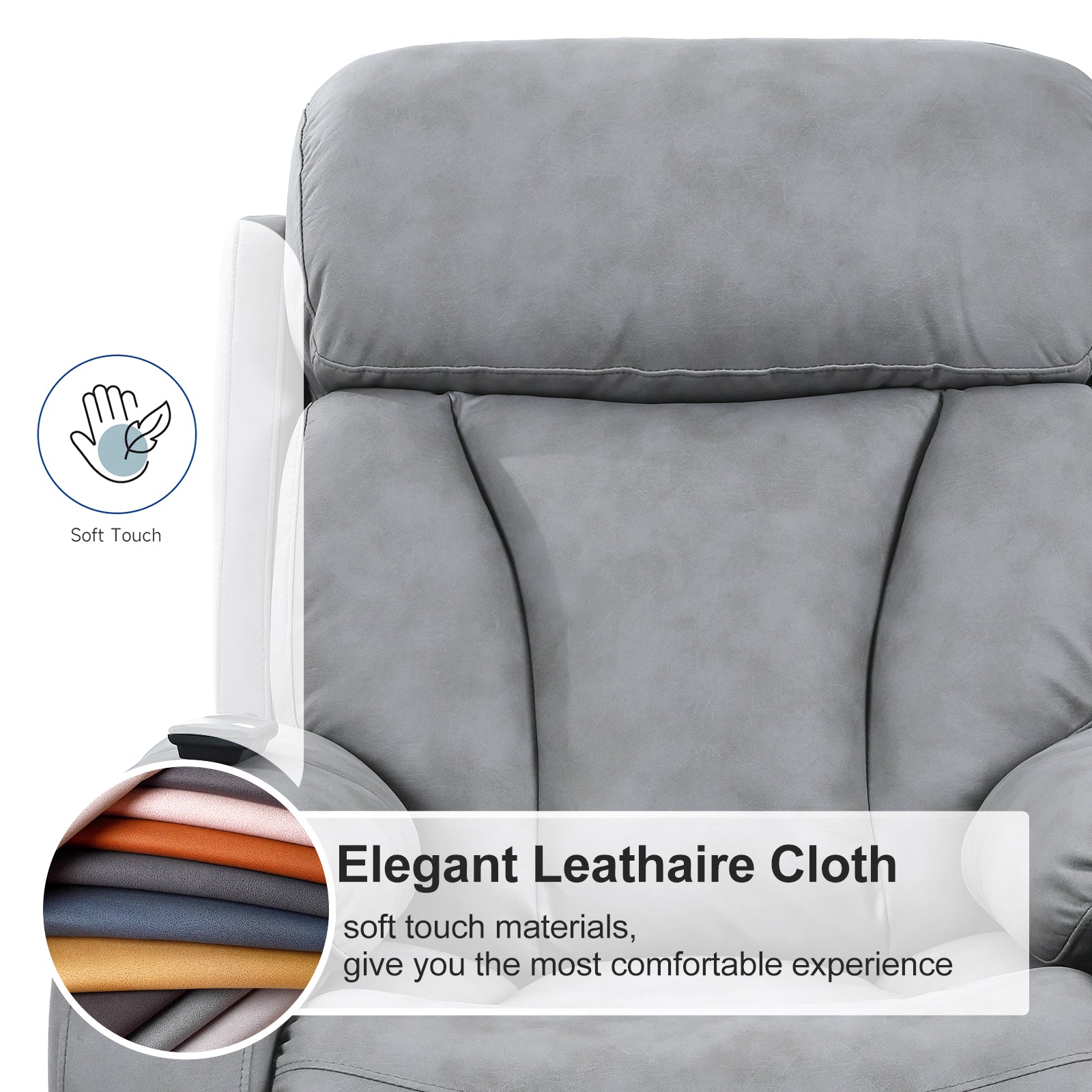 Electric Power Lift Recliner Chair For Elderly, Fabric Recliner Chair For Seniors, Home Theater Seating,Living Room Chair,Side Pocket, Remote Control Light Gray Light Brown Wood Primary Living Space Heavy Duty Rubberwood Light Gray Polyester Power Remote