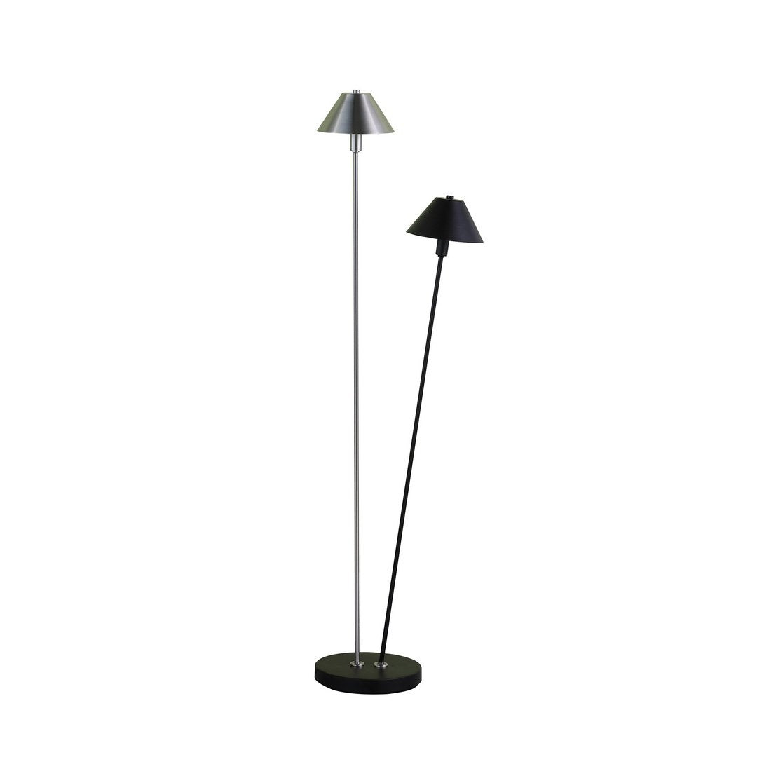 47.5" In Led Double G 9 Matte Powder Black Silver Redman Brushed Nickel Floor Lamp Multicolor Metal