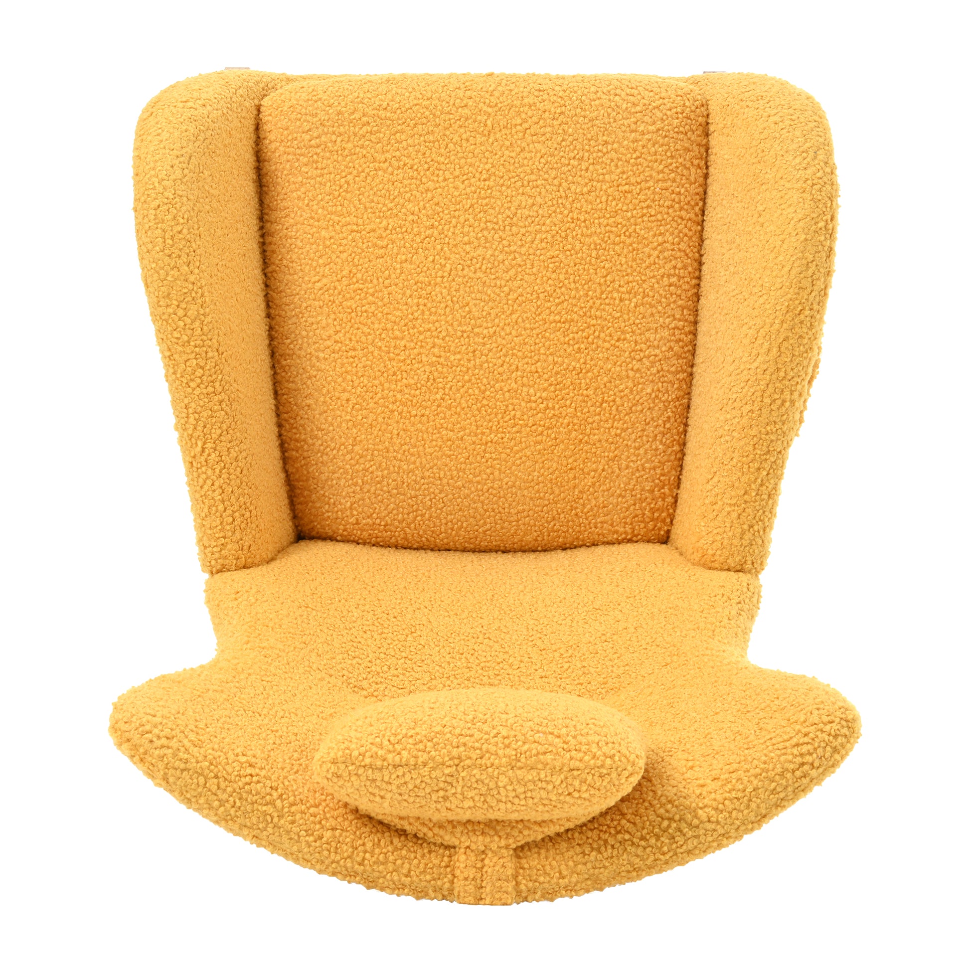 Rocking Chair Nursery, Teddy Upholstered Rocker Glider Chair With High Backrest, Adjustable Headrest & Pocket, Comfy Glider Chair For Nursery, Bedroom, Living Room, Offices, Rubber Wood, Yellow Yellow Polyester