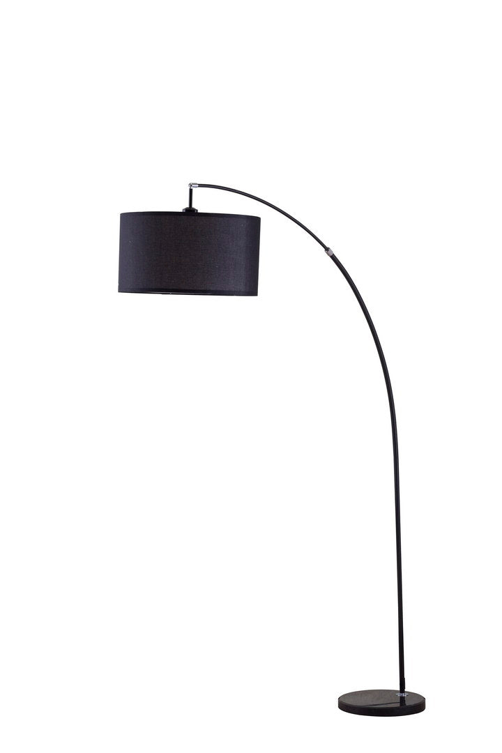 86" Tall Metal Floor Arc Lamp "Bella", Black Black Metal