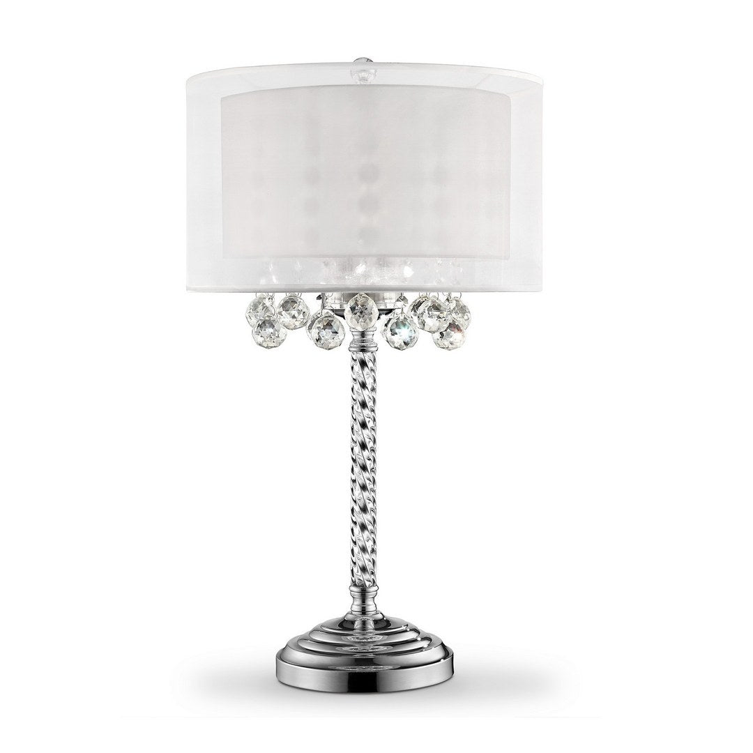 30" Tall Table Lamp "Moiselle", Silver And Crystal Accents, Silvery Shade Multicolor Metal