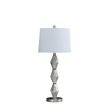 29.5" In Emil Moderne Geometric Glass Brushed Silver Table Lamp Multicolor Metal