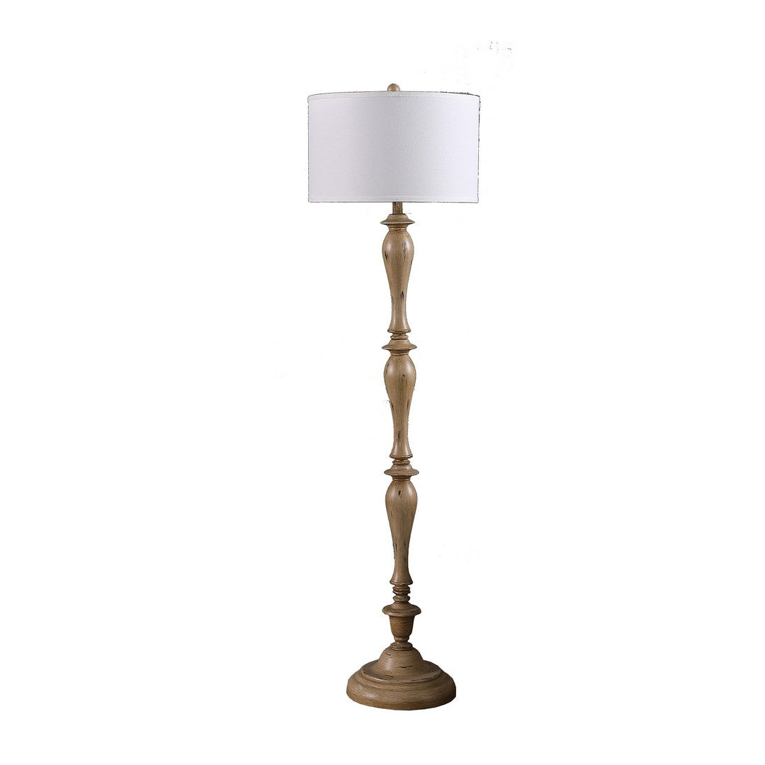 61.5" In Coastal Wood Effect Polyresin Floor Lamp Cream Polyresin