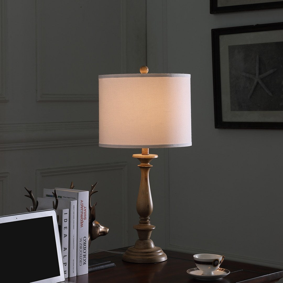 27.5" In Coastal Wood Effect Polyresin Table Lamp Cream Polyresin