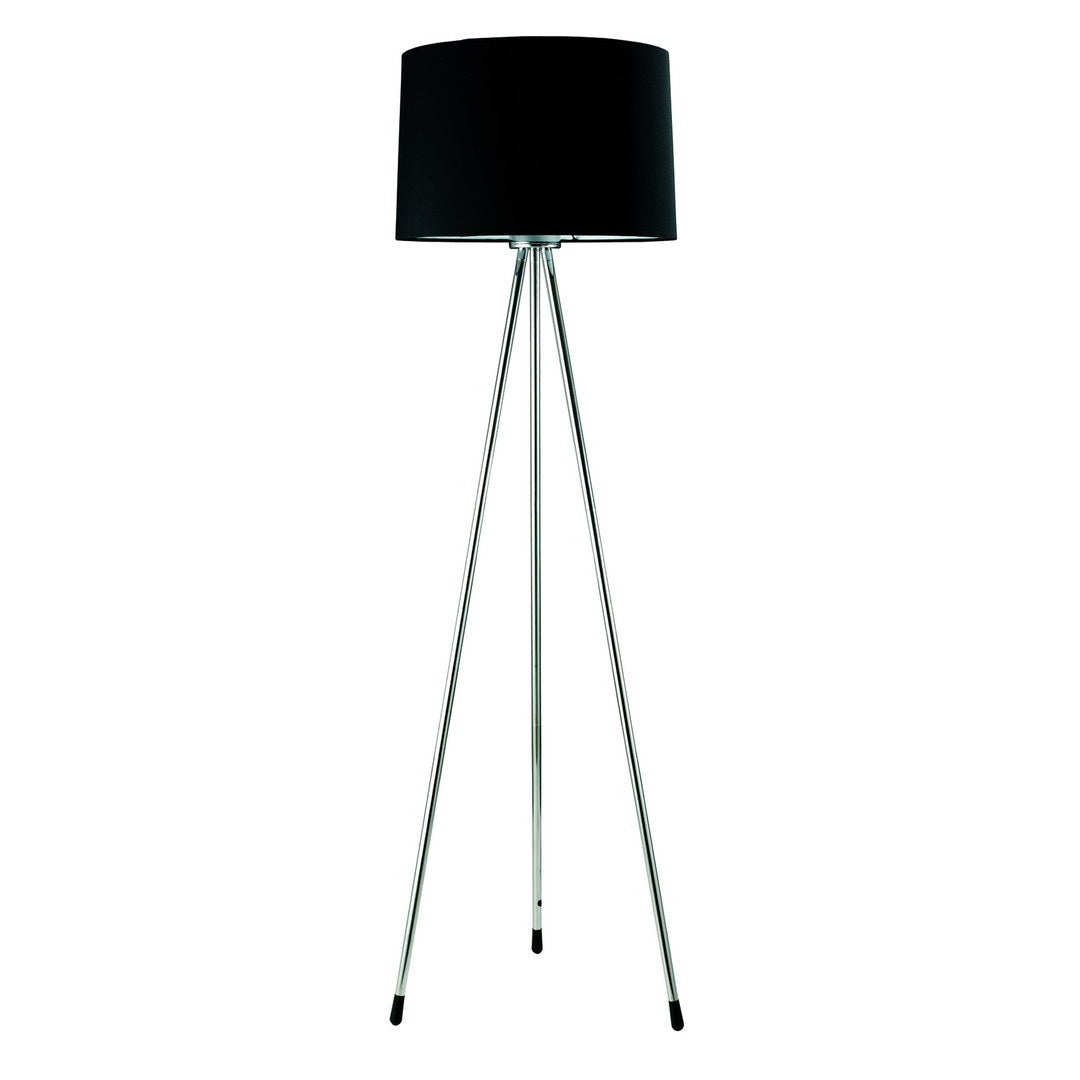 59" Tall Metal Floor Lamp With Black Finish, Contemporary Design Black Metal