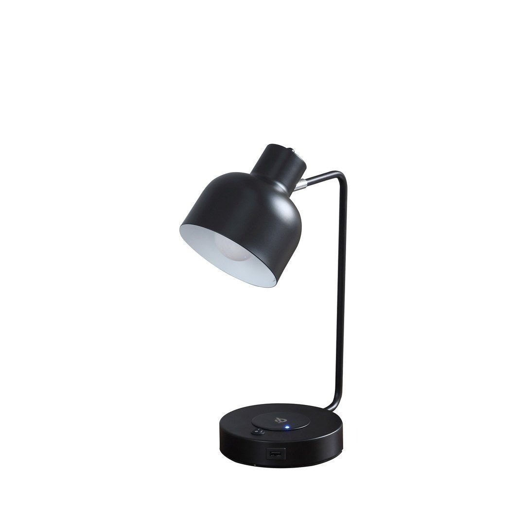 15.25"In Vadim Black Adjustable Student Desk Task Table Lamp W Charging Usb Port Station Multicolor Metal