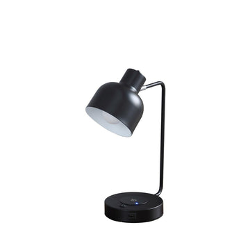 15.25"In Vadim Black Adjustable Student Desk Task Table Lamp W Charging Usb Port Station Multicolor Metal