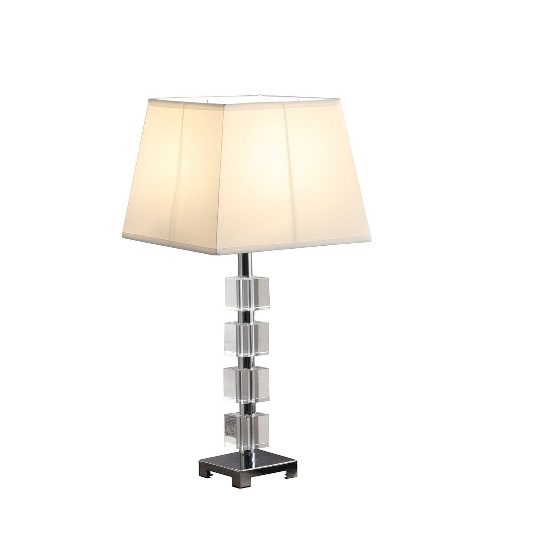 25" Wendi Glam Crystal Cube Ice Table Lamp White Glass