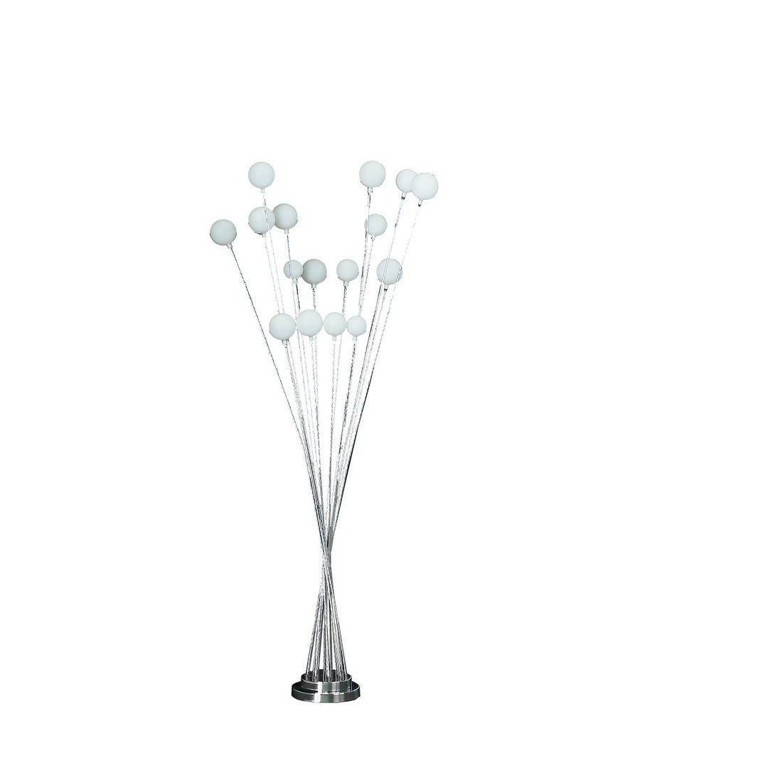 61.5" In 16 Light Acrylic Globe Aluminun Led Chrysanthe Silver Chrome Metal Floor Lamp Silver Metal