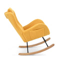 Rocking Chair Nursery, Teddy Upholstered Rocker Glider Chair With High Backrest, Adjustable Headrest & Pocket, Comfy Glider Chair For Nursery, Bedroom, Living Room, Offices, Rubber Wood, Yellow Yellow Polyester