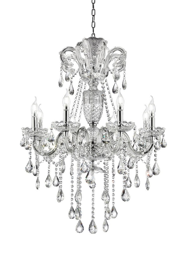 37" In Eilish Silver Crystal 8 Led Light Chandelier Silver Metal