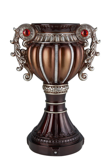 17.5" Tall" Delicata" Urn Shaped Decorative Vase, Bronze With Silver Accents Multicolor Polyresin