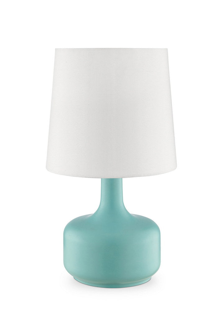 17.25" Tall "Cheru" Modern Mid Century Touch On Table Lamp, Powder Green Green Metal