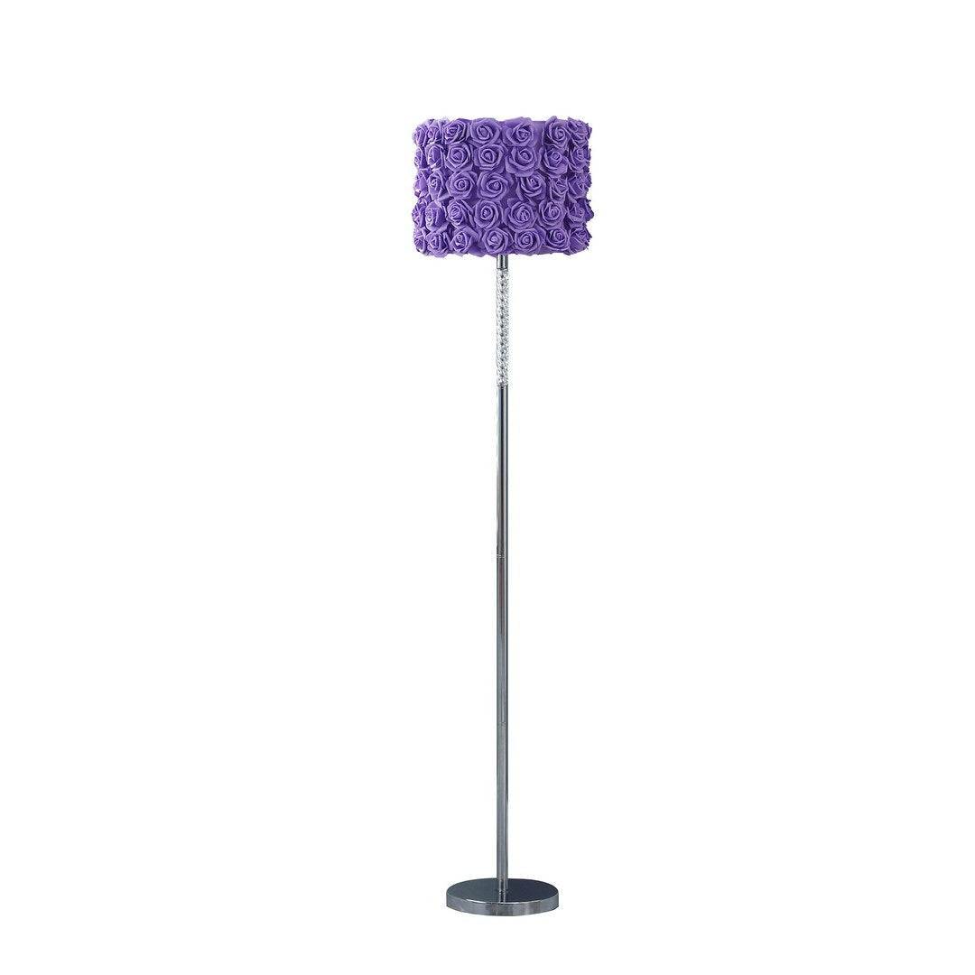 63"In Lavender Roses In Bloom Acrylic Metal Floor Lamp Multicolor Metal