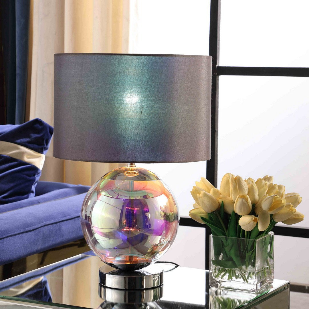 18.75 Inch Artie Orb Iridescent Chrome Table Lamp Multicolor Metal