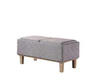 17" Tall Flip Storage Bench With Unfinished Legs, Grey Seat Grey Wood