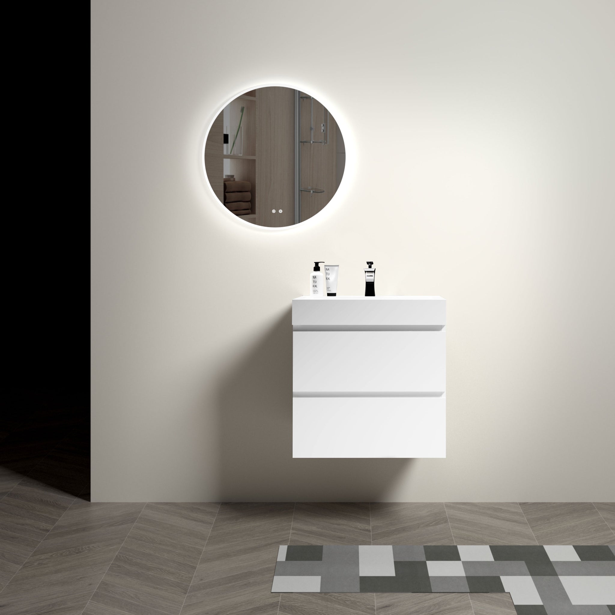 U005 Alice24 201 Alice 24" White Bathroom Vanity With Sink, Large Storage Wall Mounted Floating Bathroom Vanity For Modern Bathroom, One Piece Sink Basin Without Drain And Faucet, Pre Assembled White Mdf