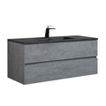 47'' Wall Mounted Single Bathroom Vanity In Ash Gray With Matte Black Solid Surface Vanity Top Matte Black Melamine