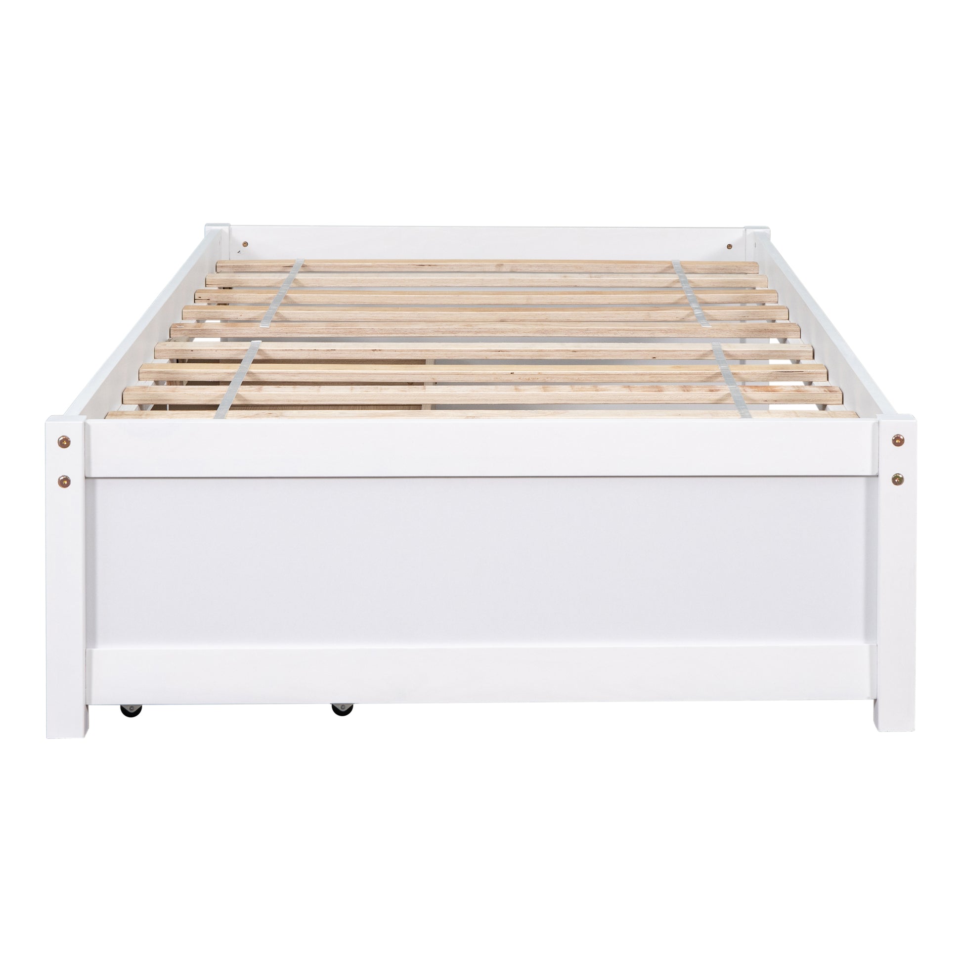 Twin Bed With 2 Drawers, Solid Wood, No Box Spring Needed , Old Sku:W50422209 Twin White Pine