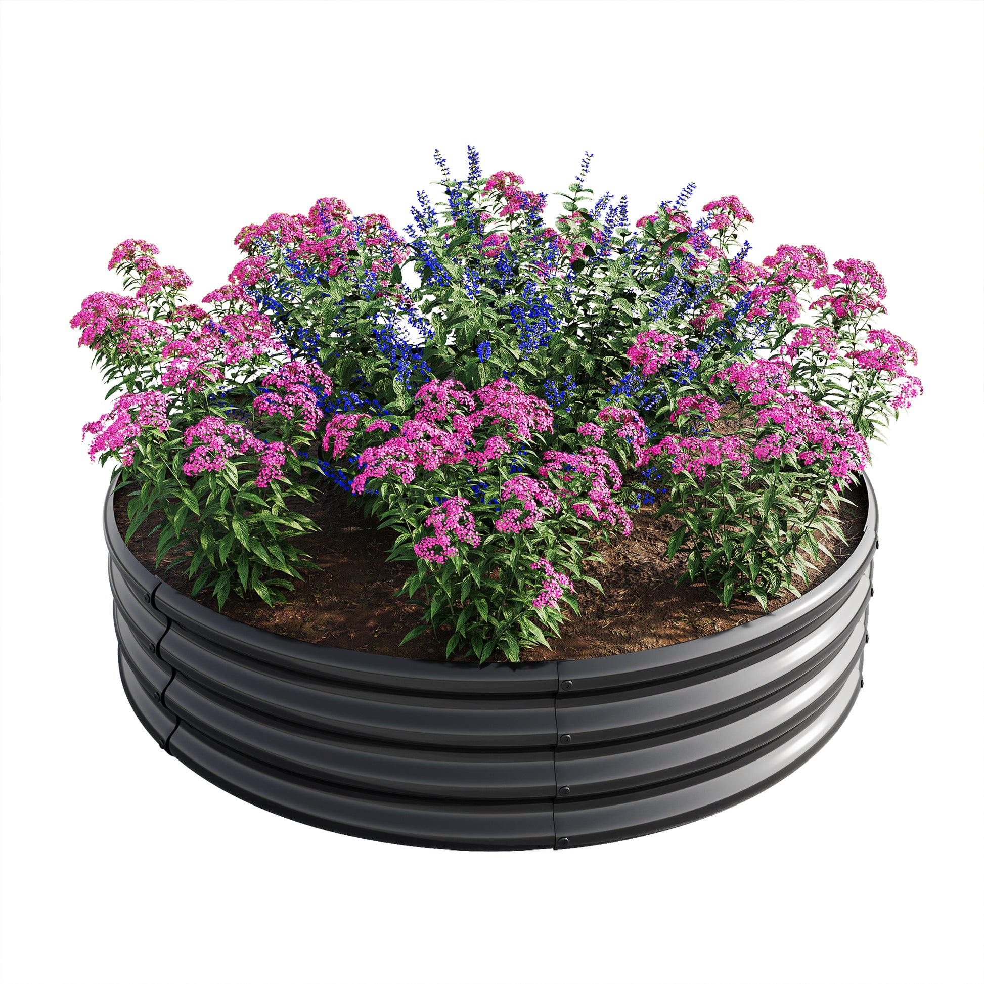 47.24*11.4" Tall Round Raised Garedn Bed,Metal Raised Beds For Vegetables, Outdoor Garden Raised Planter Box, Backyard Patio Planter Raised Beds For Flowers, Herbs, Fruits Black Black Garden & Outdoor Metal