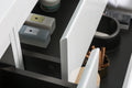 71'' Wall Mounted Double Bathroom Vanity In Gloss White With White Solid Surface Vanity Top Gloss White Melamine
