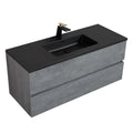 47'' Wall Mounted Single Bathroom Vanity In Ash Gray With Matte Black Solid Surface Vanity Top Matte Black Melamine