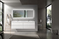 71'' Wall Mounted Double Bathroom Vanity In Gloss White With White Solid Surface Vanity Top Gloss White Wood