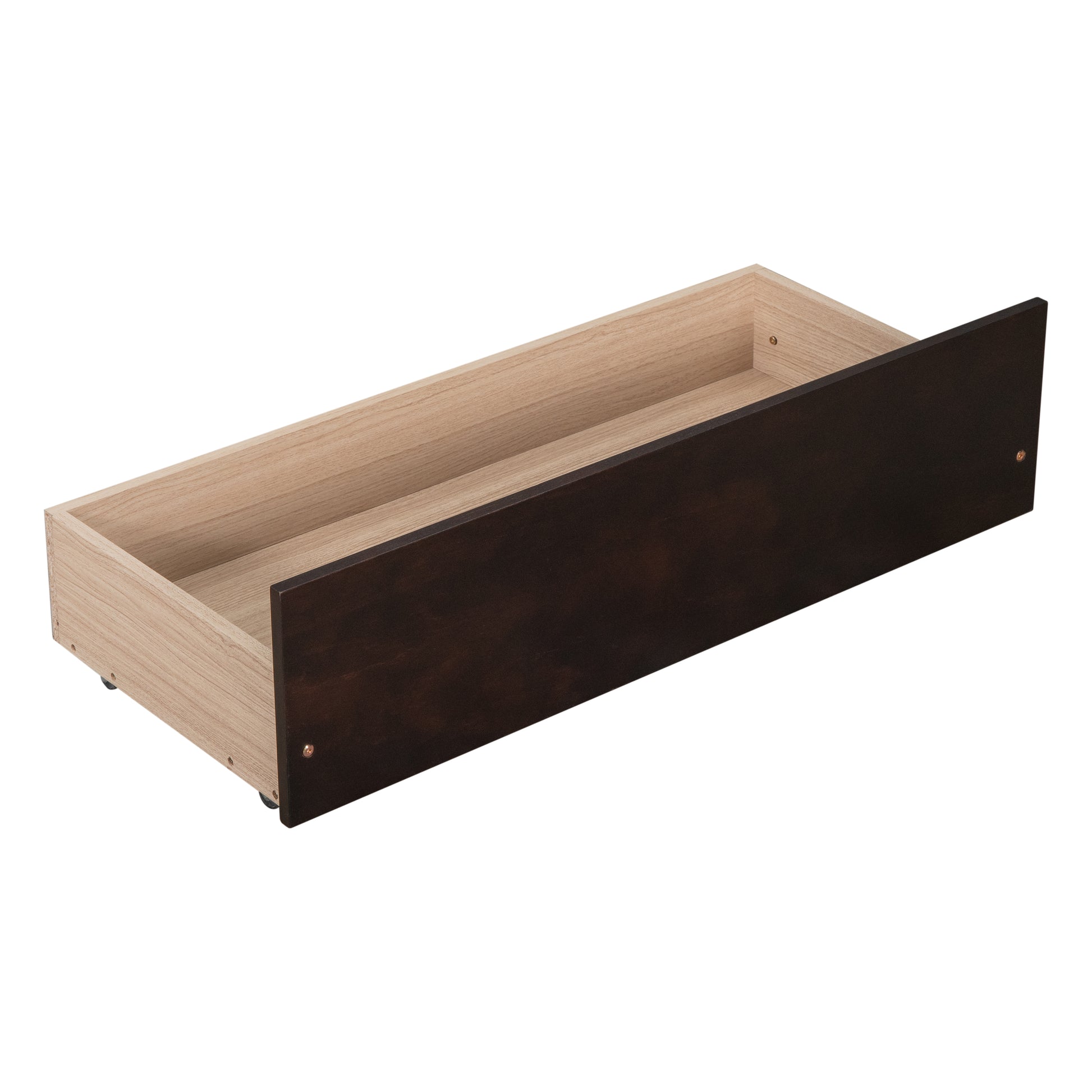 Twin Bed With 2 Drawers, Solid Wood, No Box Spring Needed ,Espresso Old Sku:W50441670 Twin Espresso Pine