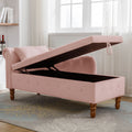 Pink Chaise Lounge Indoor,Velvet Lounge Chair For Bedroom With Storage & Pillow,Modern Upholstered Rolled Arm Chase Lounge For Sleeping With Trim For Living Room Bedroom Office Pink Velvet