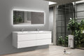 71'' Wall Mounted Double Bathroom Vanity In Gloss White With White Solid Surface Vanity Top Gloss White Melamine
