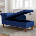 Navy Blue Chaise Lounge Indoor,Velvet Lounge Chair For Bedroom With Storage & Pillow,Modern Upholstered Rolled Arm Chase Lounge For Sleeping With Trim For Living Room Bedroom Office Navy Blue Velvet