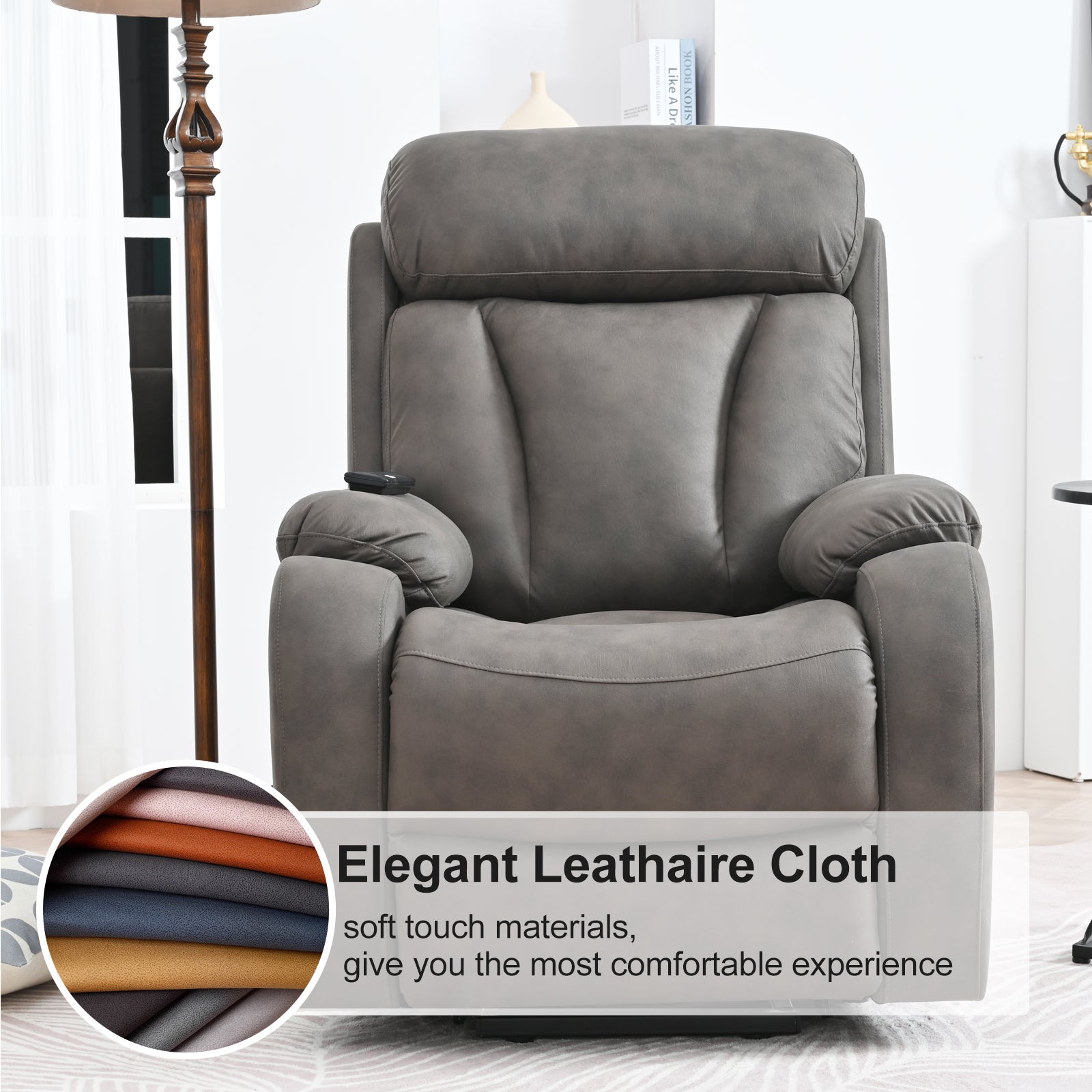 Lift Chair Recliner For Elderly Power Remote Control Recliner Sofa Relax Soft Chair Anti Skid Australia Cashmere Fabric Furniture Living Room Dark Gray Light Brown Wood Primary Living Space Heavy Duty Rubberwood Dark Gray Polyester Power Remote Medium