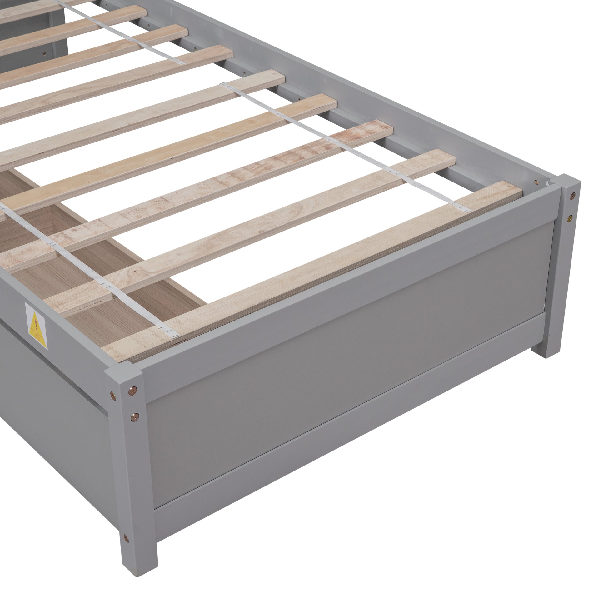 Twin Bed With 2 Drawers, Solid Wood, No Box Spring Needed ,Grey Sku:W504P149041 Twin Grey Pine