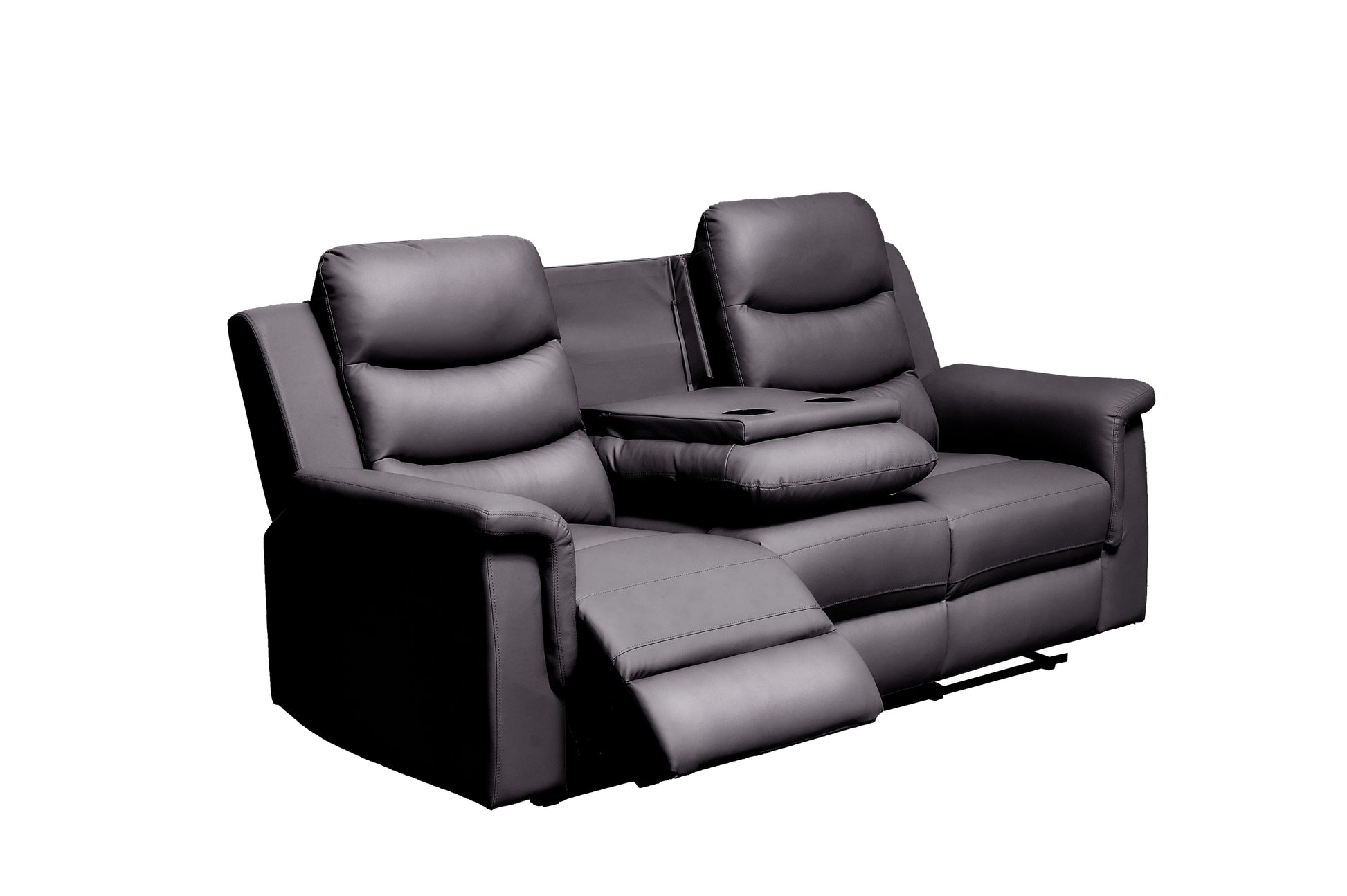 Reclining Sofa With Middle Console Slipcover, Stretch 3 Seat Reclining Sofa Covers Black, 3 Seat Recliner Cover With Console Black Faux Leather Black Pu
