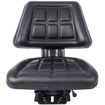 Tractor Seat W Backrest Black Slide Track Steel Pvc Compact Mower Black Steel