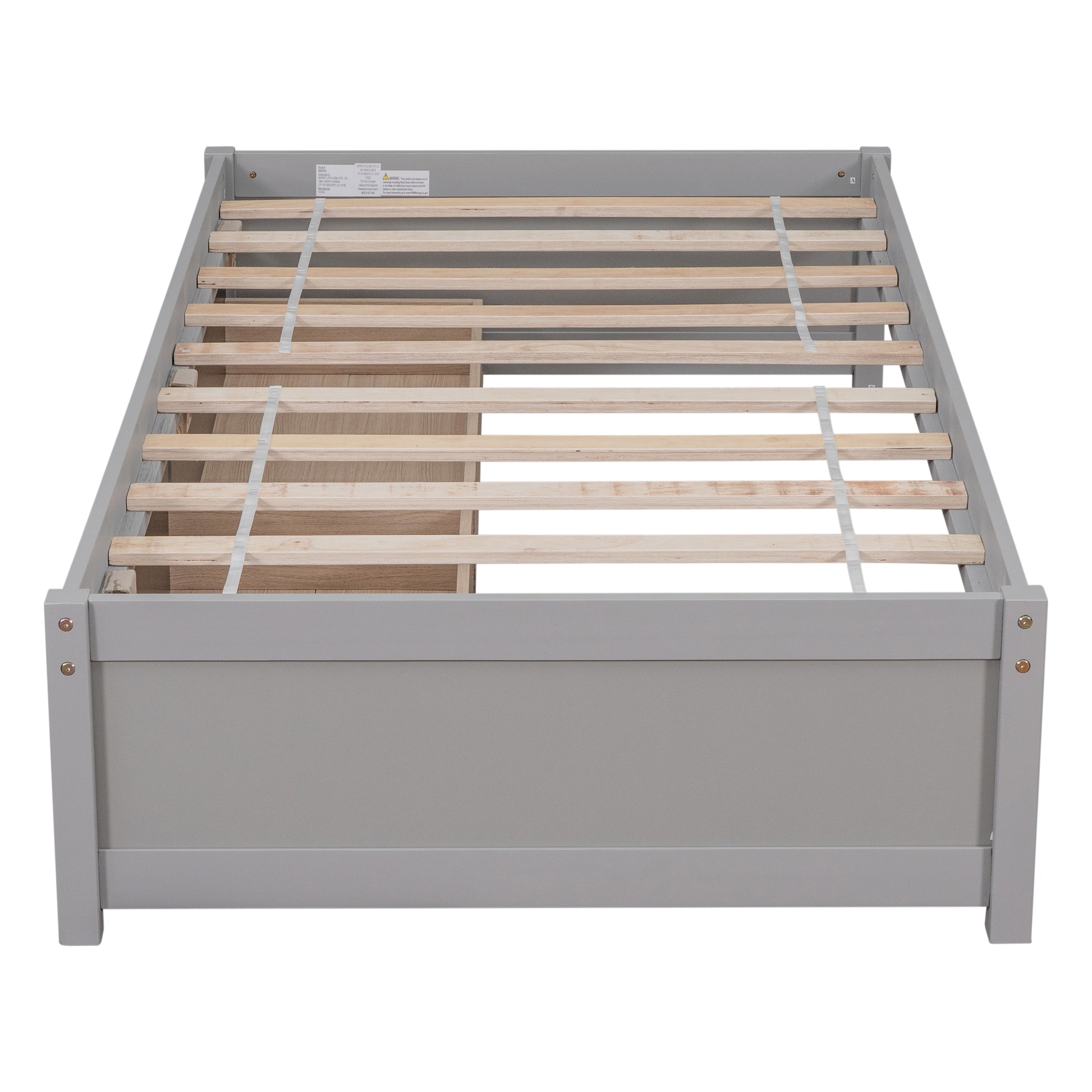 Twin Bed With 2 Drawers, Solid Wood, No Box Spring Needed ,Grey Sku:W504P149041 Twin Grey Pine