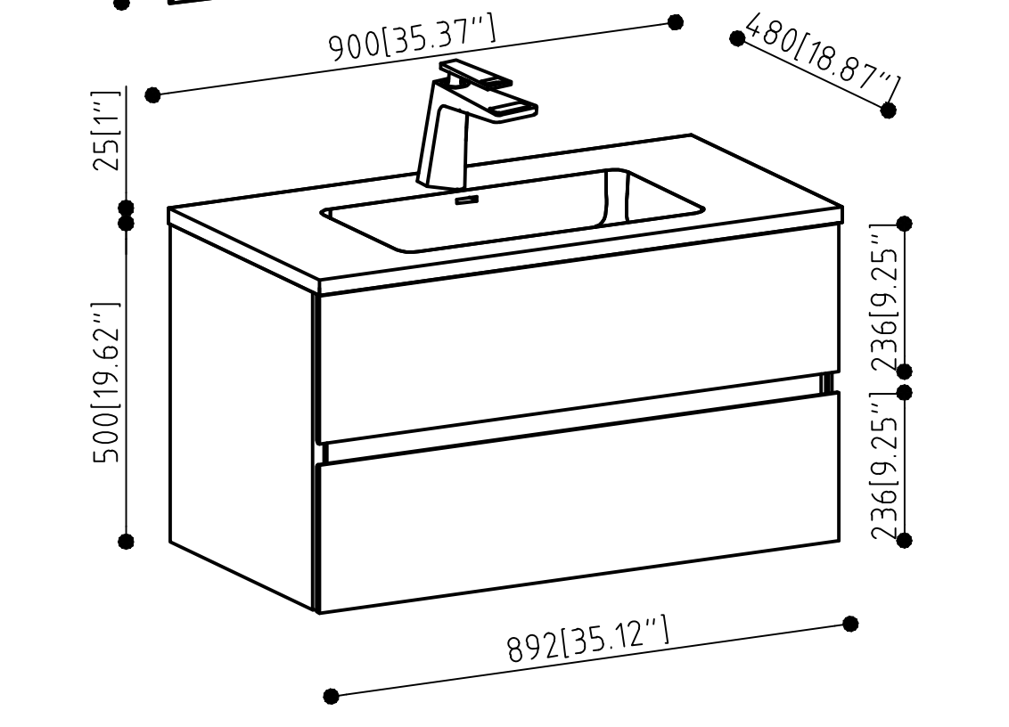 24'' Wall Mounted Single Bathroom Vanity In Ash Gray With White Solid Surface Vanity Top Antique White Melamine