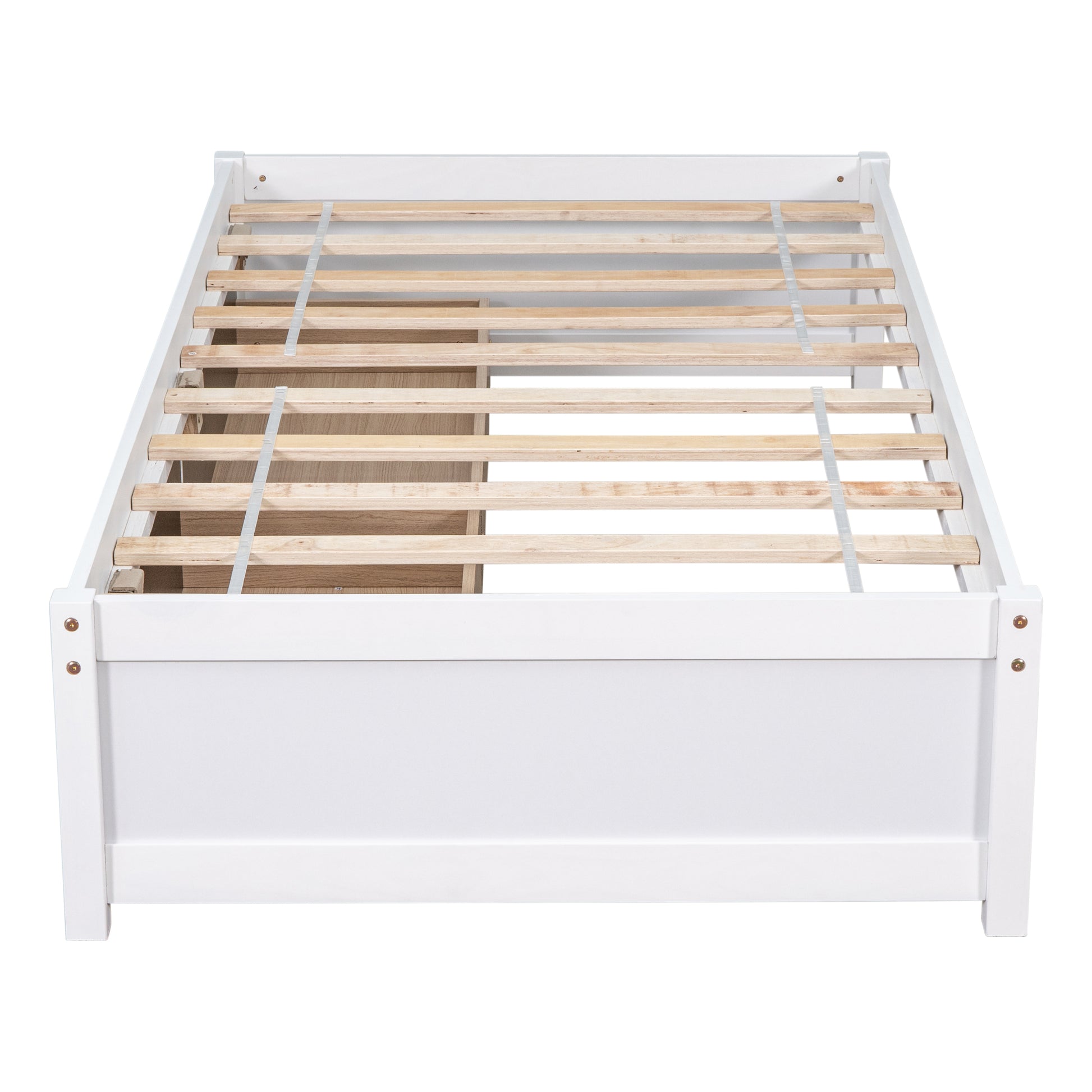 Twin Bed With 2 Drawers, Solid Wood, No Box Spring Needed , Old Sku:W50422209 Twin White Pine