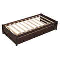 Twin Bed With 2 Drawers, Solid Wood, No Box Spring Needed ,Espresso Old Sku:W50441670 Twin Espresso Pine