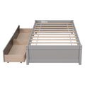 Twin Bed With 2 Drawers, Solid Wood, No Box Spring Needed ,Grey Sku:W504P149041 Twin Grey Pine