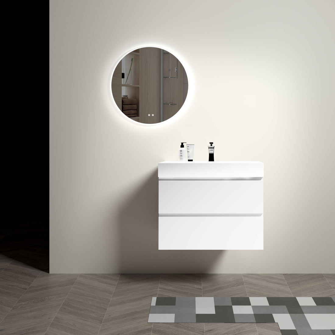 Alice 30" White Bathroom Vanity With Sink, Large Storage Wall Mounted Floating Bathroom Vanity For Modern Bathroom, One Piece White Sink Basin Without Drain And Faucet, Pre Assembled White Mdf