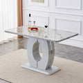 Modern Simple And Luxurious Grey Imitation Marble Grain Dining Table Rectangular Office Table.Computer Table.Game Desk .Desk.For Dining Room, Living Room, Terrace, Kitchen .63''X 37'' X 36'' Bt 1280 Grey Mdf