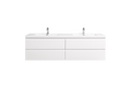 71'' Wall Mounted Double Bathroom Vanity In Gloss White With White Solid Surface Vanity Top Gloss White Wood
