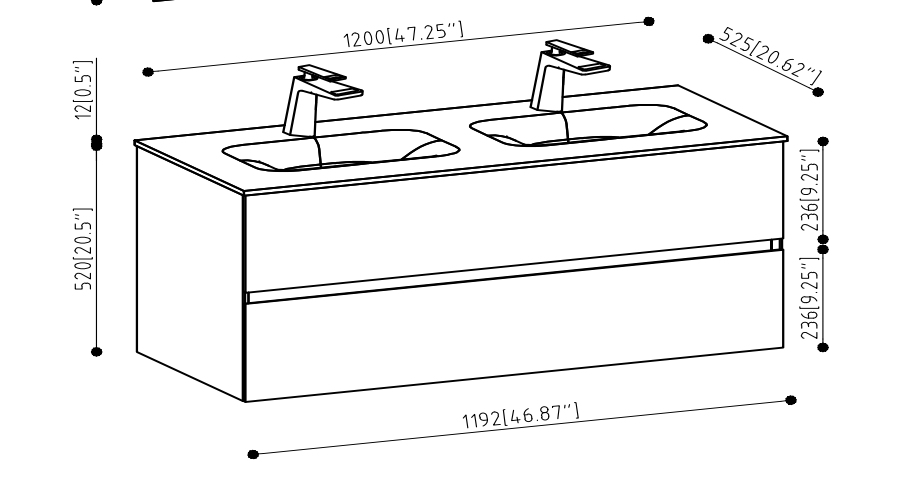 47'' Wall Mounted Single Bathroom Vanity In Ash Gray With Matte Black Solid Surface Vanity Top Matte Black Melamine