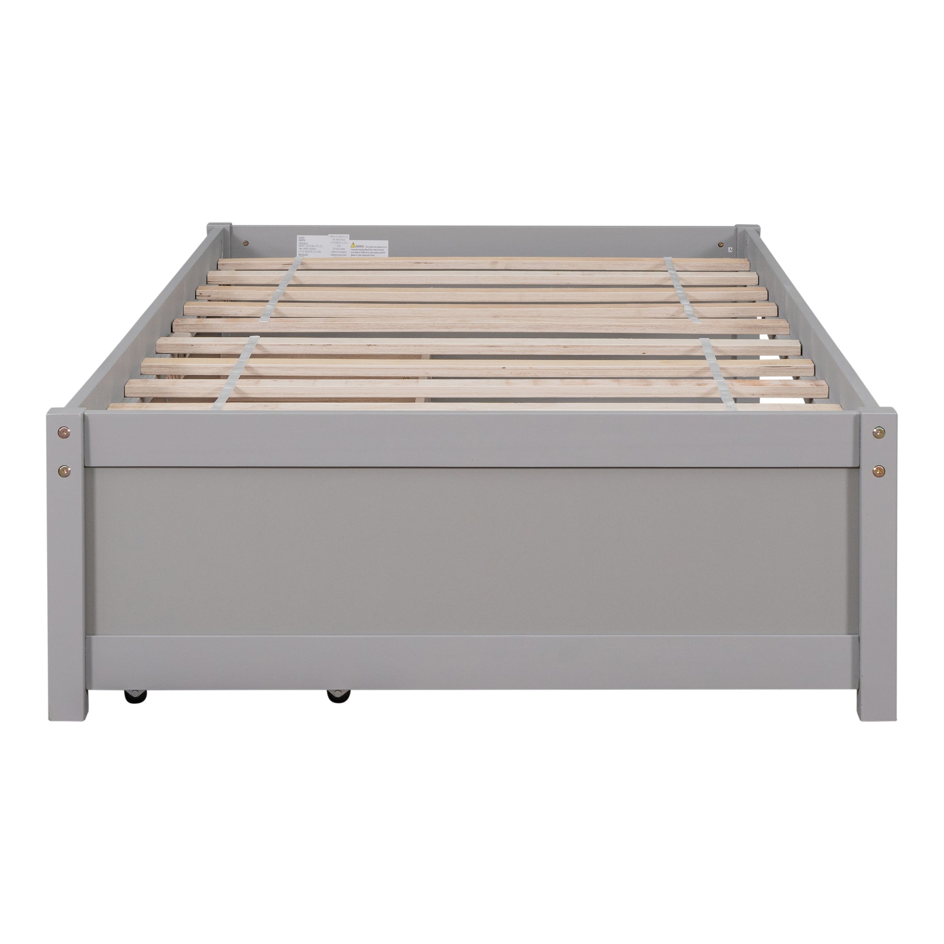 Twin Bed With 2 Drawers, Solid Wood, No Box Spring Needed ,Grey Sku:W504P149041 Twin Grey Pine