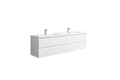 71'' Wall Mounted Double Bathroom Vanity In Gloss White With White Solid Surface Vanity Top Gloss White Wood