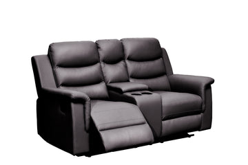 Reclining Loveseat With Middle Console Slipcover, Stretch Loveseat Reclining Sofa Covers Black, 2 Seat Recliner Cover With Console Black Pu