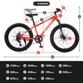 S24109 24 Inch Fat Tire Bike Adult Youth Full Shimano 7 Speeds Mountain Bike, Dual Disc Brake, High Carbon Steel Frame, Front Suspension, Mountain Trail Bike, Urban Commuter City Bicycle Cycling Orange Without Anti Slip Garden & Outdoor American Design