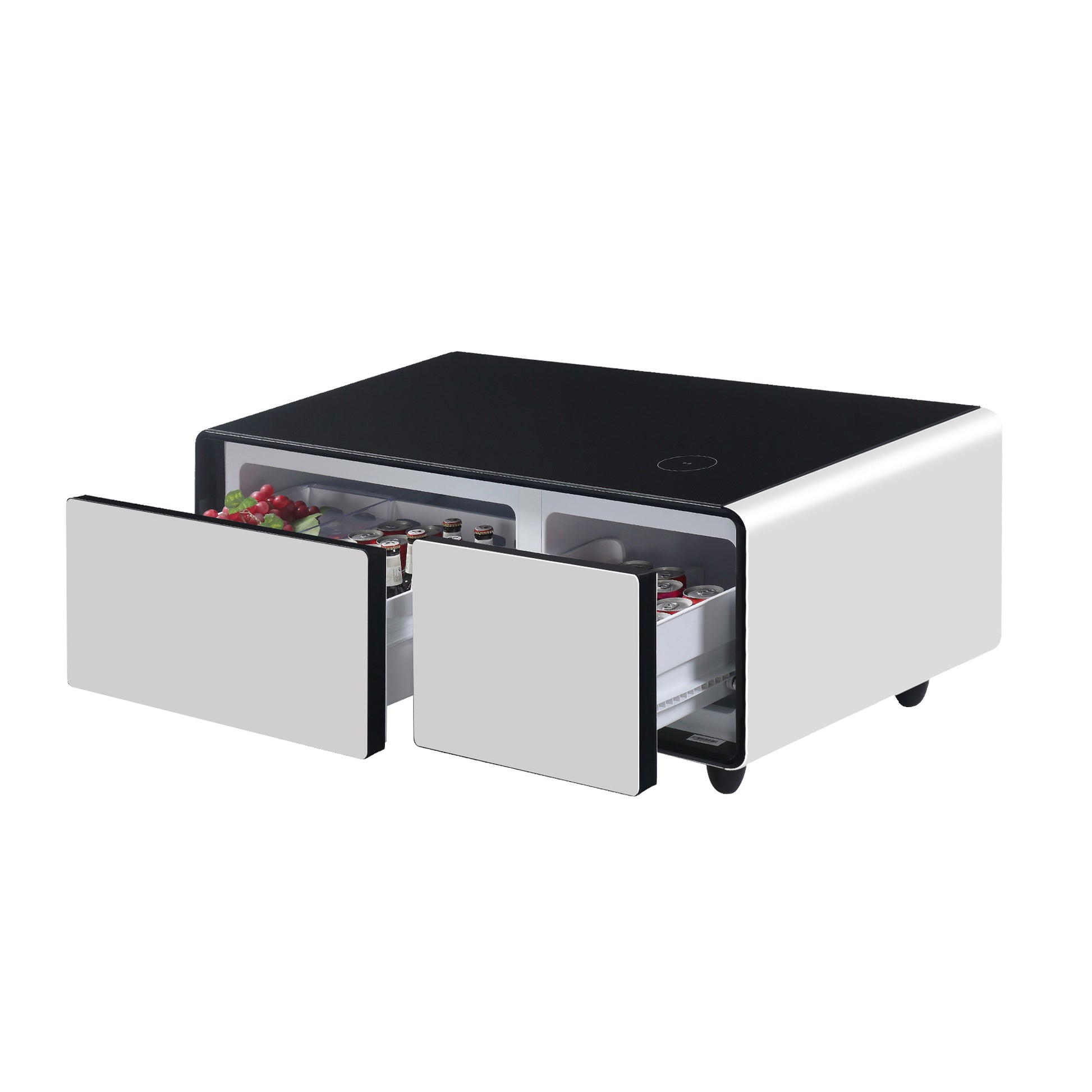 Modern Smart Coffee Table With Built In Fridge, Outlet Protection,Wireless Charging, Mechanical Temperature Control, Power Socket, Usb Interface And Ice Water Interface, White White Built In Outlets Or Usb Primary Living Space Luxury,Modern Freestanding
