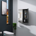 30X10 Inch Medicine Cabinets Aluminum Bathroom Medicine Cabinet Adjustable Glass Shelves Black Black Modern Aluminium